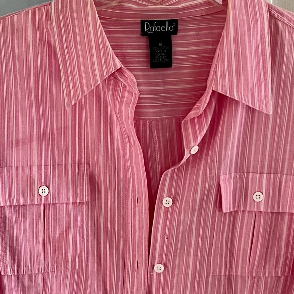 Pink with white stripes shirt